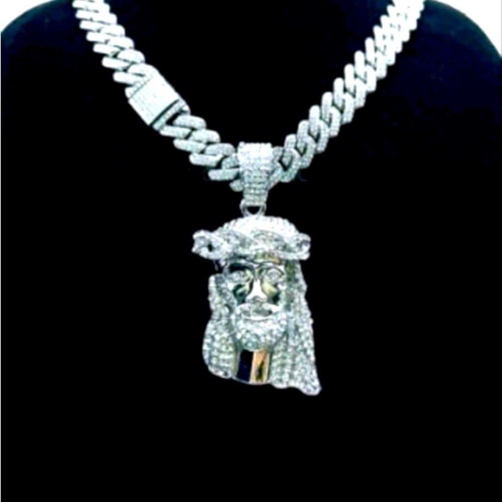 Jesus silver Cuban chain